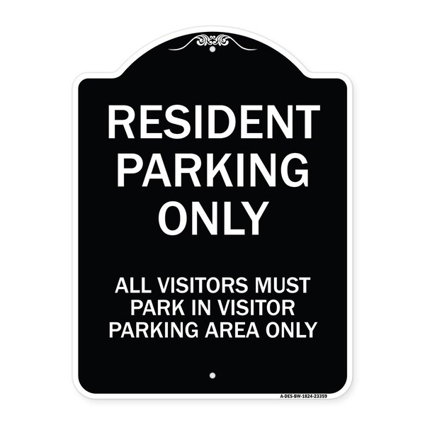 Parking Resident Parking Only All Visitors Must Park in Visitor Parking Area Only, BW-1824-23359